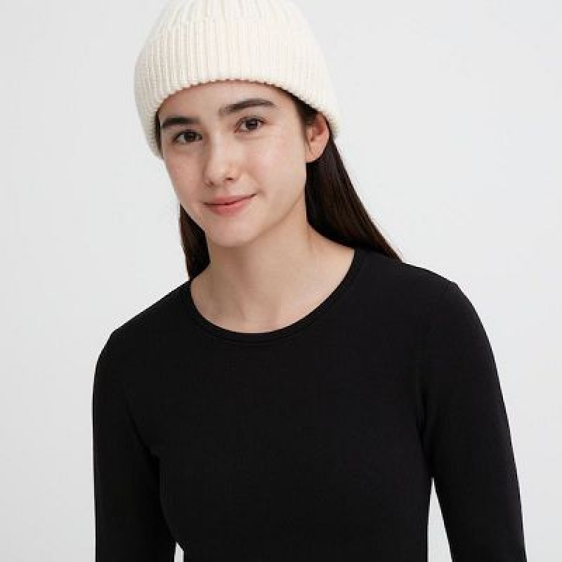 Camiseta Uniqlo HEATTECH Ultra Warm Crew Neck Long-Sleeve Mujer Negras | 697284_PE