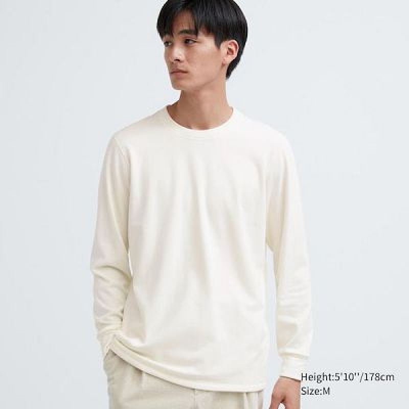 Camiseta Uniqlo HEATTECH Ultra Warm Crew Neck Long-Sleeve Hombre Blancas | 964215_PE