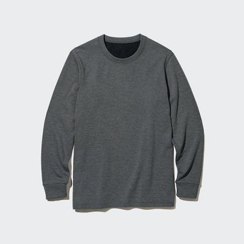 Camiseta Uniqlo HEATTECH Ultra Warm Crew Neck Long-Sleeve Hombre Gris | 739452_PE