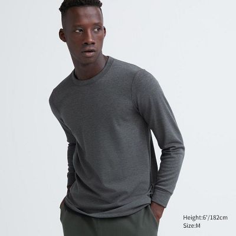 Camiseta Uniqlo HEATTECH Ultra Warm Crew Neck Long-Sleeve Hombre Gris | 739452_PE