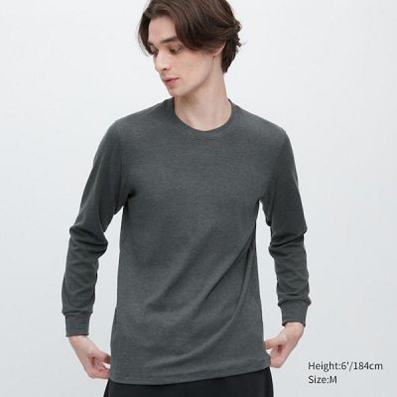 Camiseta Uniqlo HEATTECH Ultra Warm Crew Neck Long-Sleeve Hombre Gris | 792845_PE