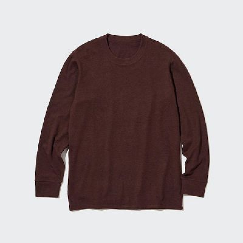 Camiseta Uniqlo HEATTECH Ultra Warm Crew Neck Long-Sleeve Hombre Wine | 37982_PE