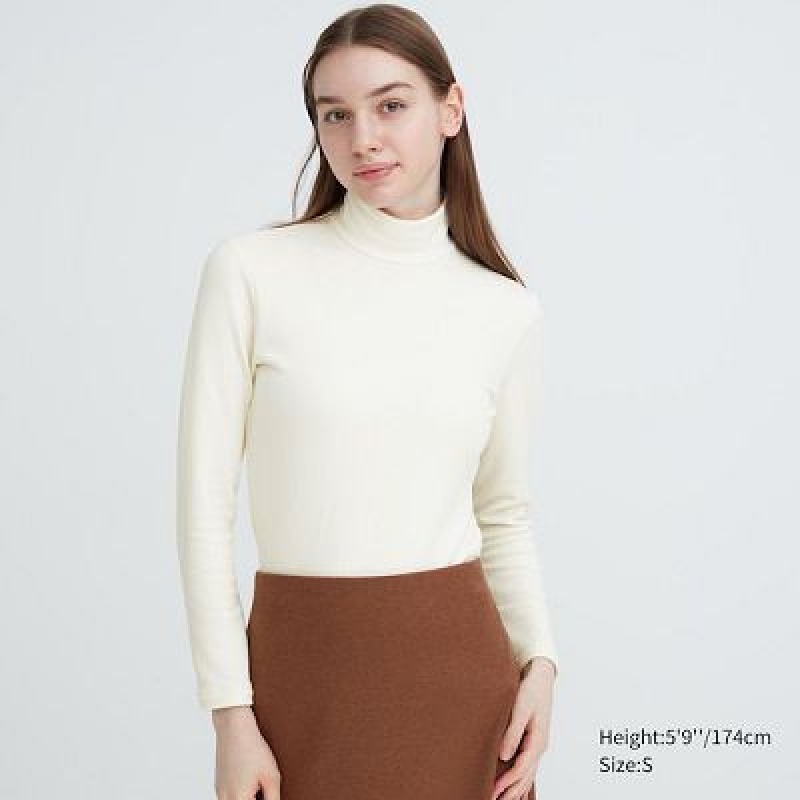 Camiseta Uniqlo HEATTECH Ultra Warm High Neck Mujer Blancas | 294760_PE