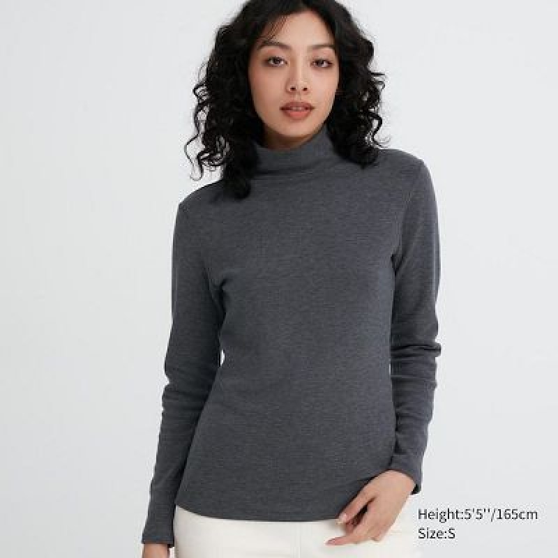 Camiseta Uniqlo HEATTECH Ultra Warm High Neck Mujer Gris | 528174_PE