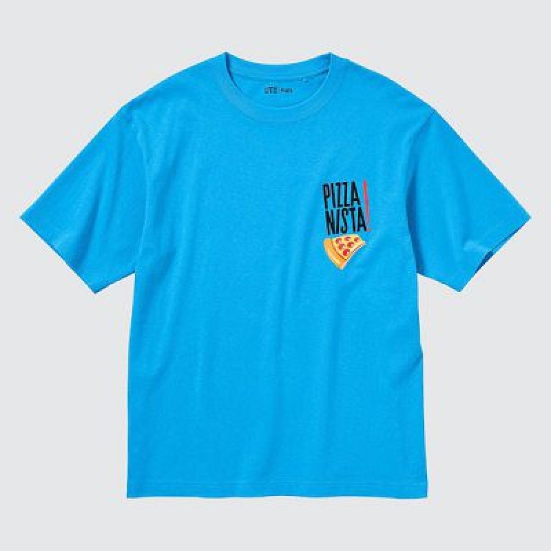 Camiseta Uniqlo L.A. Eats UT Hombre Azules | 908265_PE