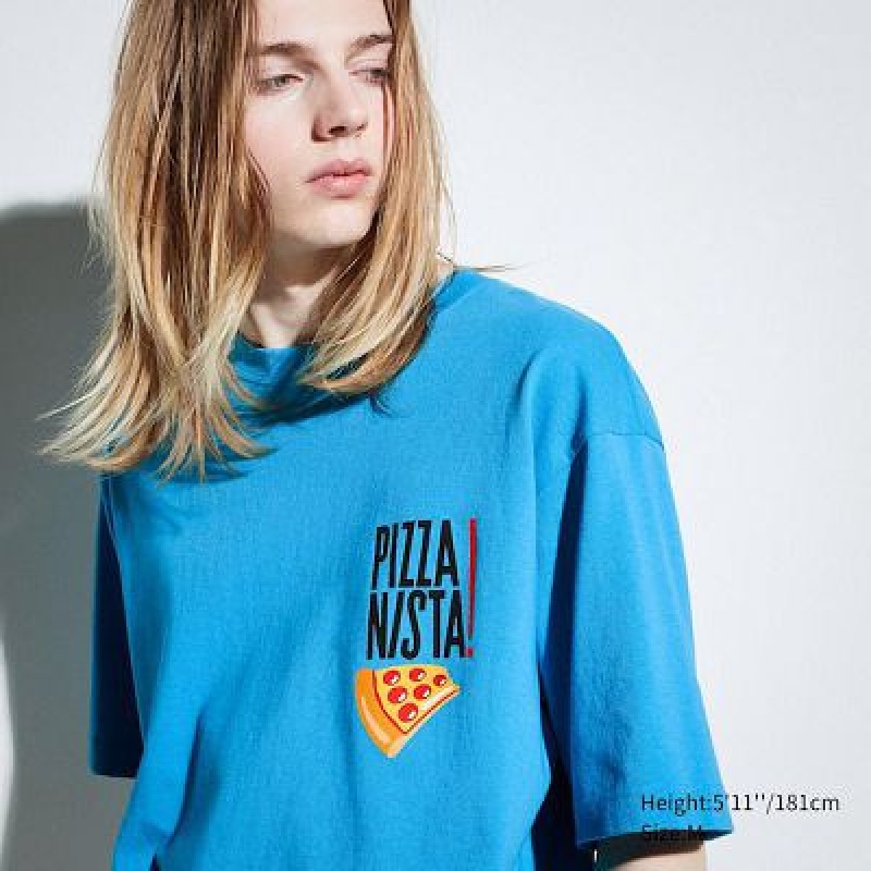 Camiseta Uniqlo L.A. Eats UT Hombre Azules | 908265_PE