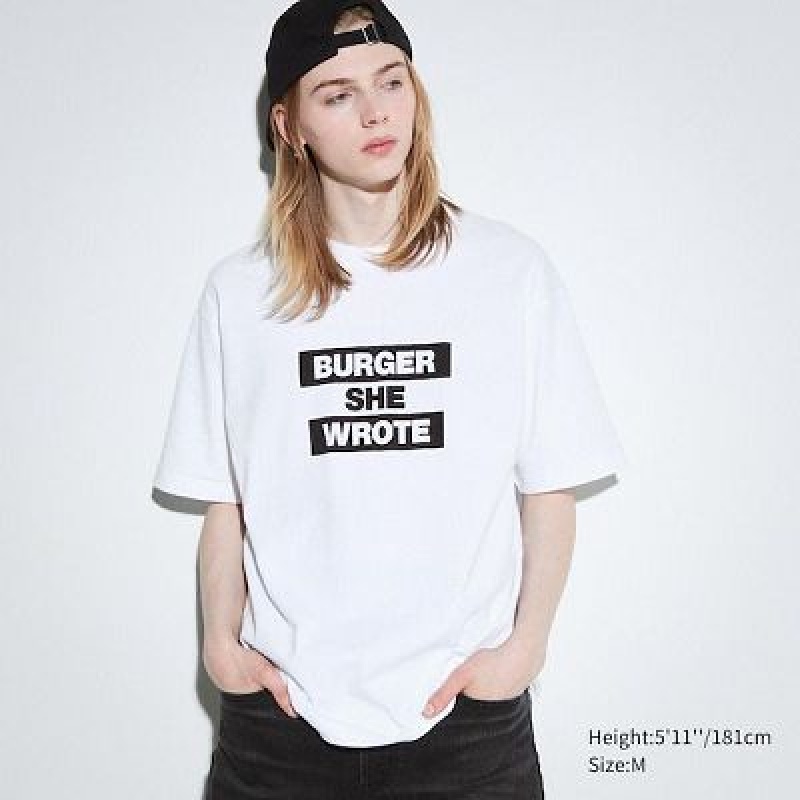 Camiseta Uniqlo L.A. Eats UT Hombre Blancas | 819267_PE