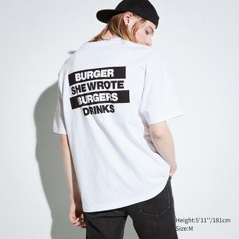 Camiseta Uniqlo L.A. Eats UT Hombre Blancas | 819267_PE