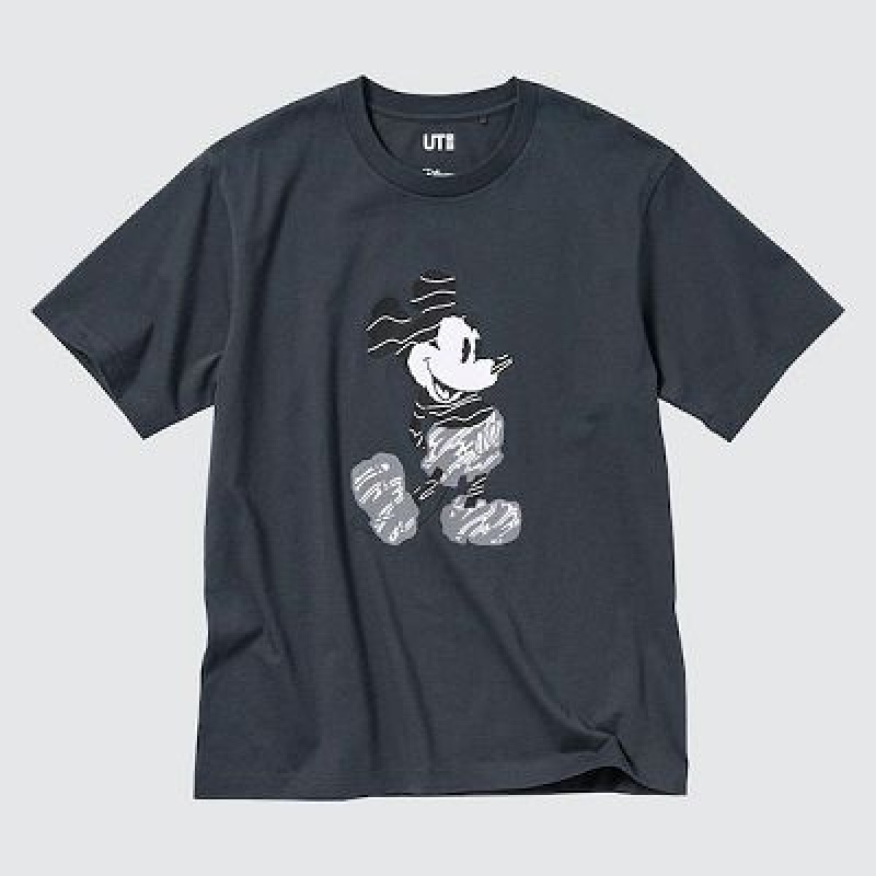 Camiseta Uniqlo Mickey Stands UT Hombre Gris | 831749_PE