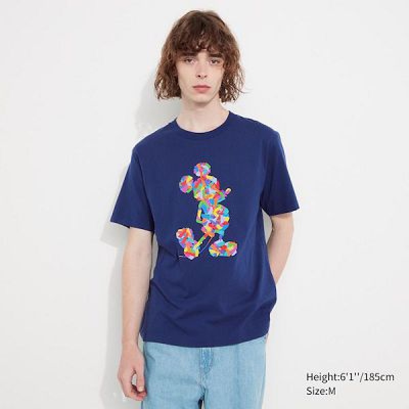 Camiseta Uniqlo Mickey Stands UT Hombre Azules | 41352_PE