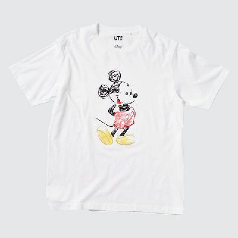 Camiseta Uniqlo Mickey Stands UT Hombre Blancas | 452701_PE