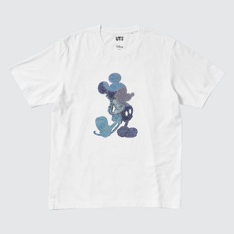 Camiseta Uniqlo Mickey Stands UT Hombre Blancas | 163570_PE