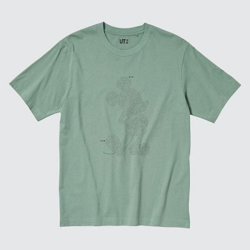 Camiseta Uniqlo Mickey Stands UT Hombre Verde | 732146_PE