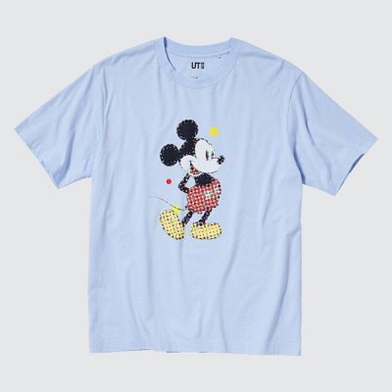 Camiseta Uniqlo Mickey Stands UT Hombre Azules | 609482_PE