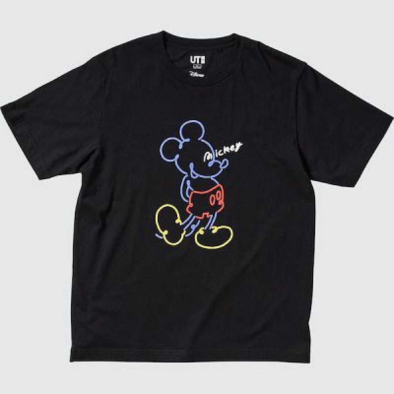 Camiseta Uniqlo Mickey Stands UT Hombre Negras | 805749_PE