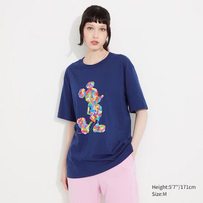 Camiseta Uniqlo Mickey Stands UT Mujer Azules | 502396_PE