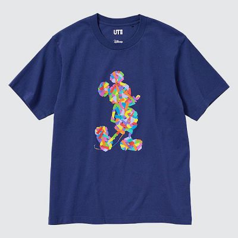 Camiseta Uniqlo Mickey Stands UT Mujer Azules | 502396_PE