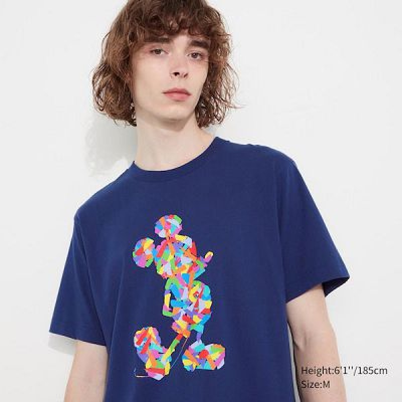 Camiseta Uniqlo Mickey Stands UT Mujer Azules | 502396_PE