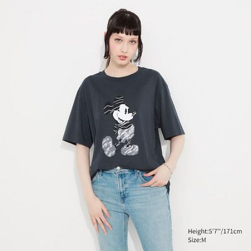 Camiseta Uniqlo Mickey Stands UT Mujer Gris | 13742_PE