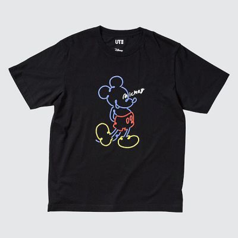 Camiseta Uniqlo Mickey Stands UT Mujer Negras | 296185_PE