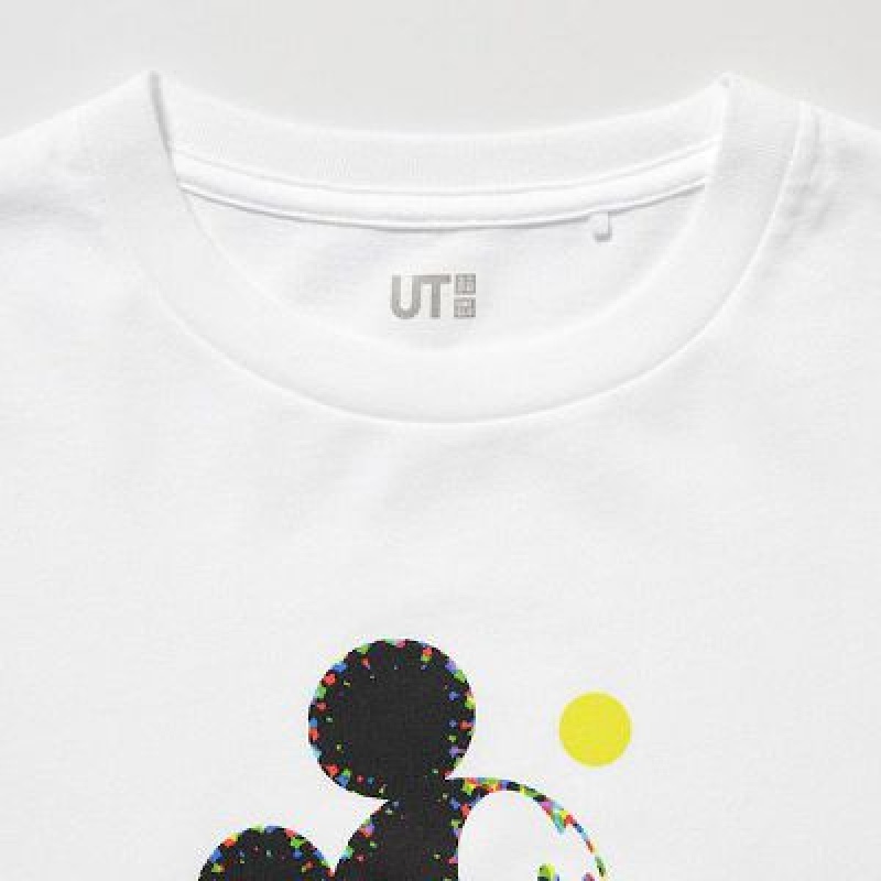 Camiseta Uniqlo Mickey Stands UT Niños Blancas | 903715_PE