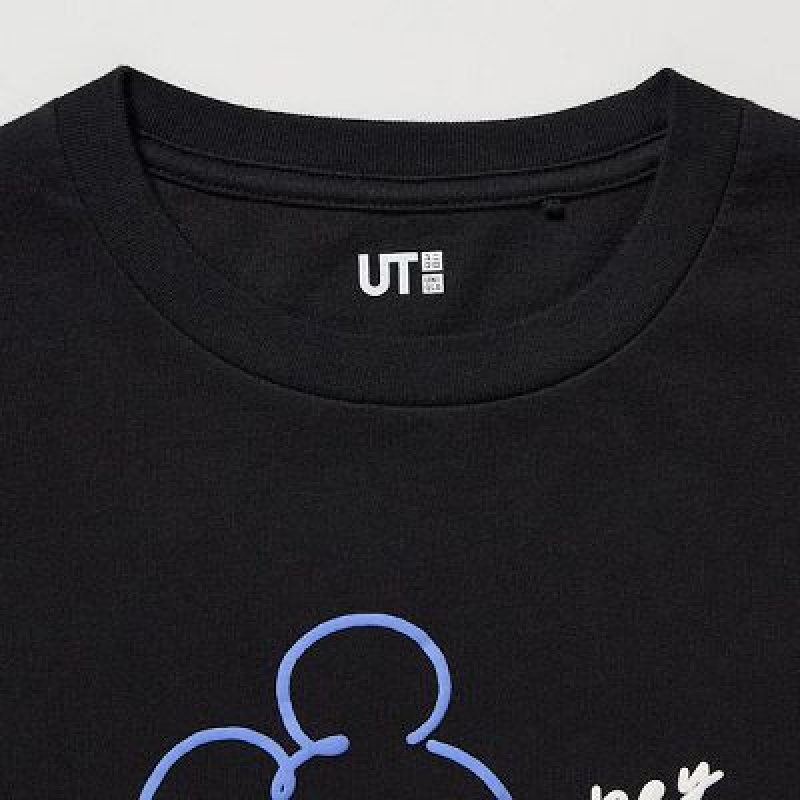 Camiseta Uniqlo Mickey Stands UT Niños Negras | 476802_PE