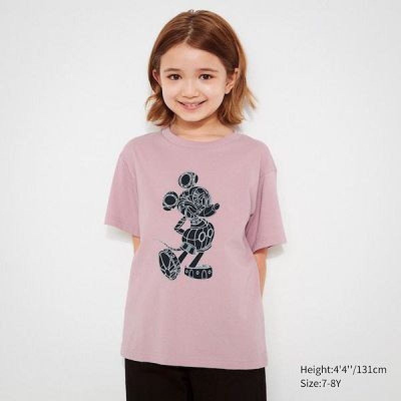 Camiseta Uniqlo Mickey Stands UT Niños Rosas | 937082_PE