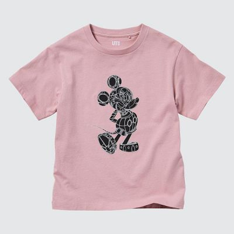 Camiseta Uniqlo Mickey Stands UT Niños Rosas | 937082_PE