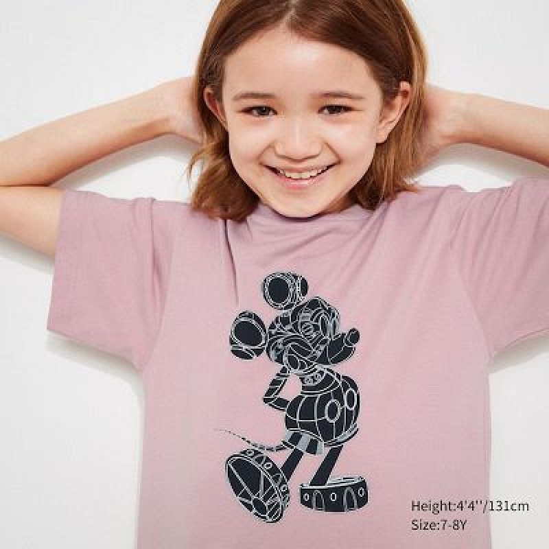 Camiseta Uniqlo Mickey Stands UT Niños Rosas | 937082_PE