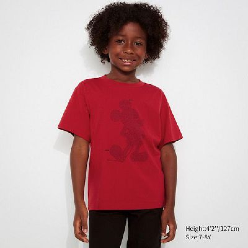 Camiseta Uniqlo Mickey Stands UT Niños Rojas | 150263_PE