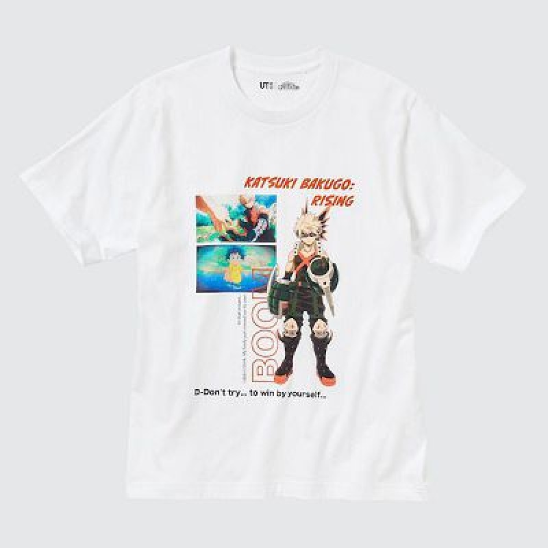 Camiseta Uniqlo My Hero Academia UT Hombre Blancas | 678532_PE