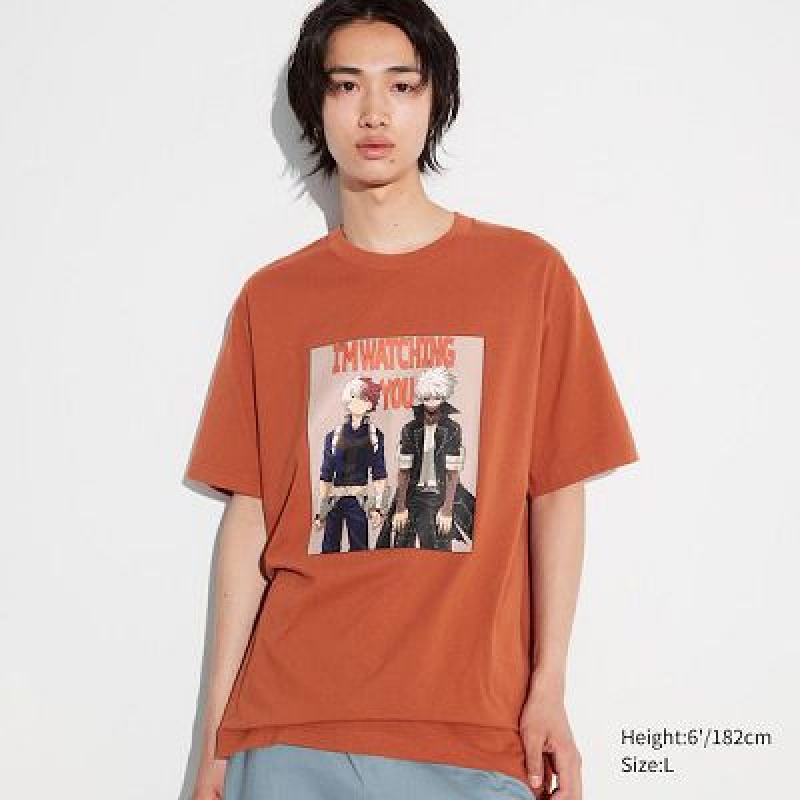 Camiseta Uniqlo My Hero Academia UT Hombre Naranjas | 623041_PE