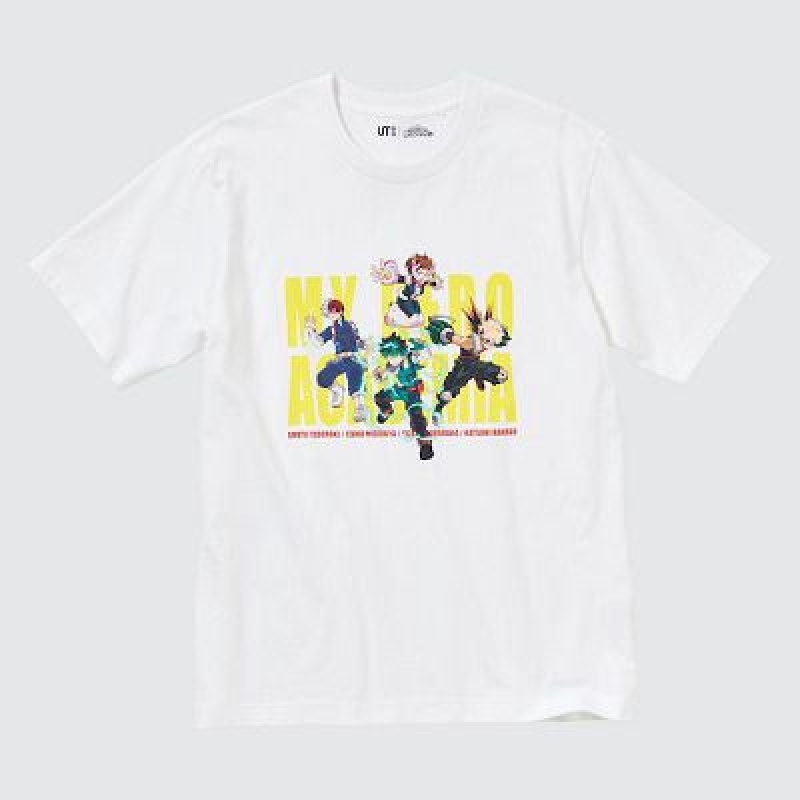 Camiseta Uniqlo My Hero Academia UT Hombre Blancas | 34786_PE