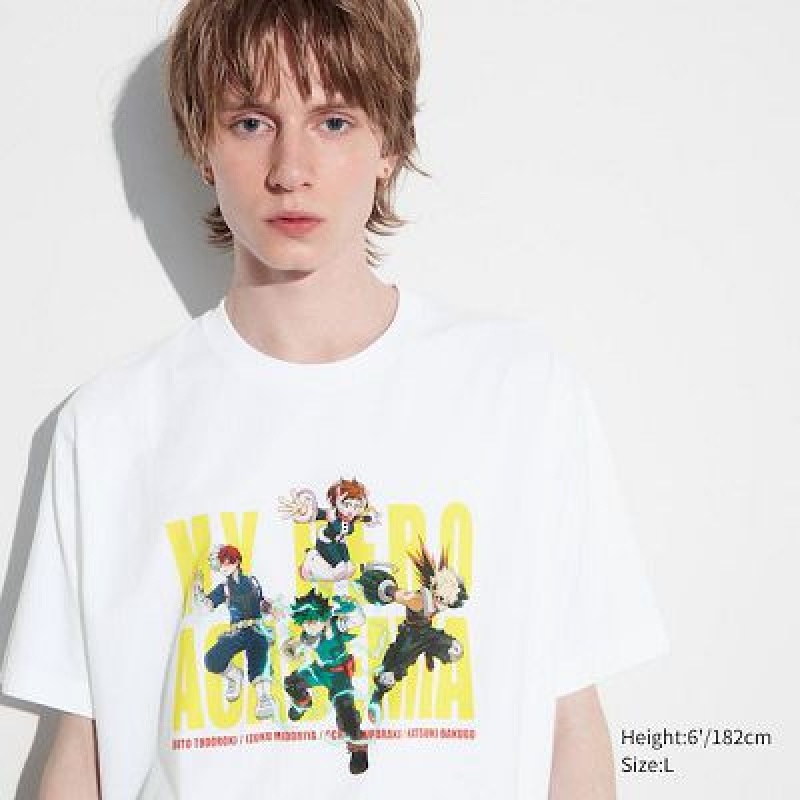 Camiseta Uniqlo My Hero Academia UT Mujer Blancas | 917402_PE