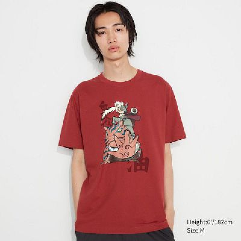 Camiseta Uniqlo NARUTO UT Hombre Rojas | 73286_PE