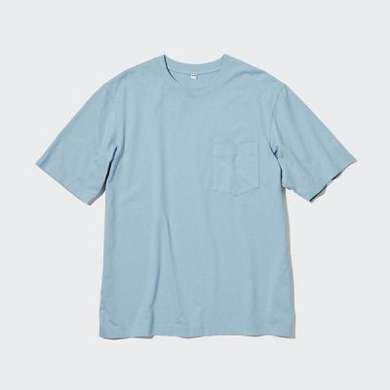 Camiseta Uniqlo Oversized Pocket Crew Neck Half-Sleeve Hombre Verde | 61749_PE