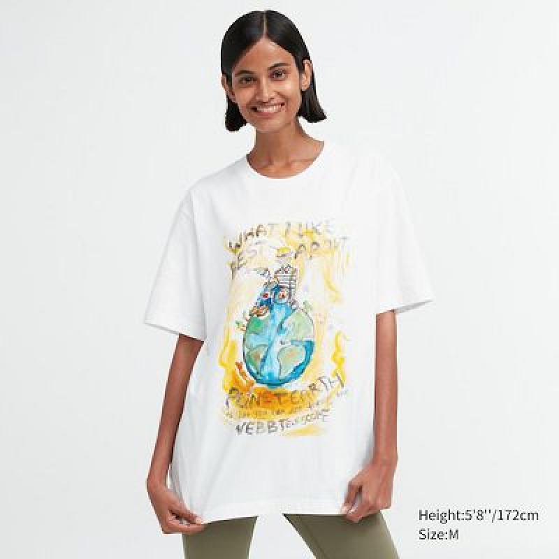 Camiseta Uniqlo PEACE FOR ALL Hombre Blancas | 394625_PE