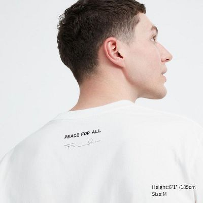 Camiseta Uniqlo PEACE FOR ALL Hombre Blancas | 394625_PE