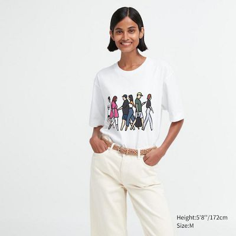 Camiseta Uniqlo PEACE FOR ALL Hombre Blancas | 528014_PE