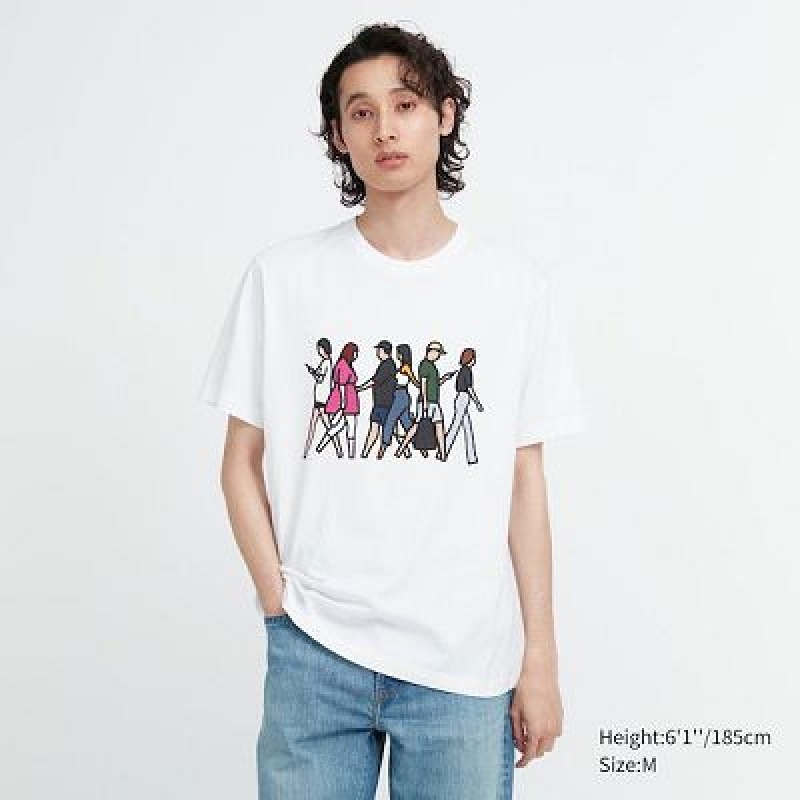 Camiseta Uniqlo PEACE FOR ALL Hombre Blancas | 528014_PE