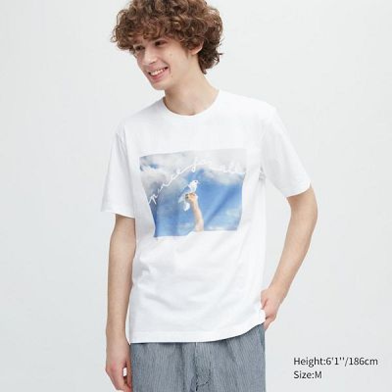 Camiseta Uniqlo PEACE FOR ALL Hombre Blancas | 903841_PE