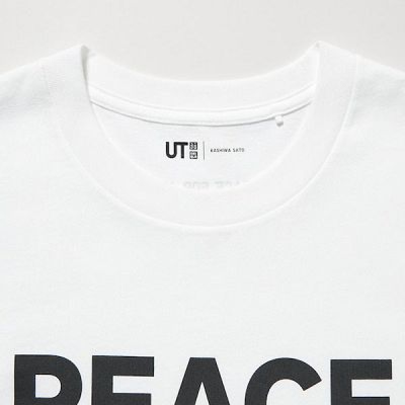 Camiseta Uniqlo PEACE FOR ALL Hombre Blancas | 746538_PE