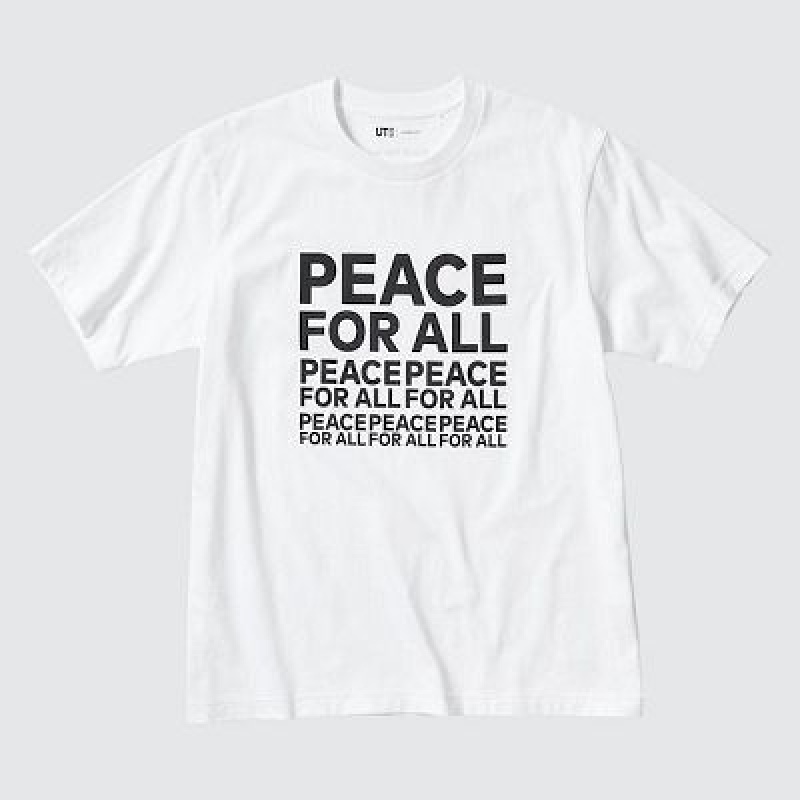 Camiseta Uniqlo PEACE FOR ALL Hombre Blancas | 746538_PE