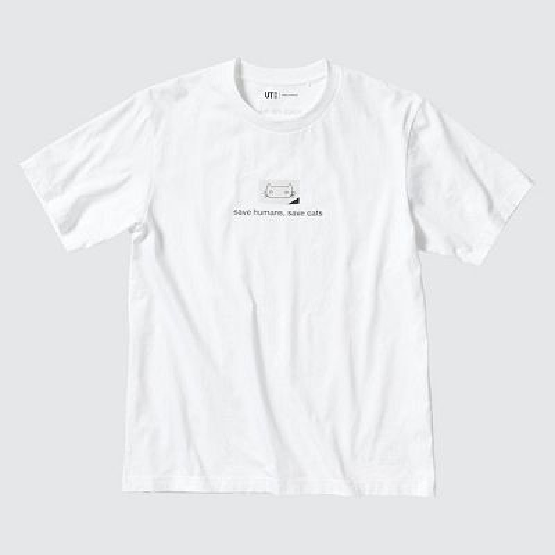 Camiseta Uniqlo PEACE FOR ALL Hombre Blancas | 872439_PE