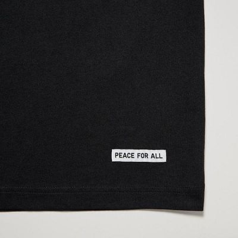 Camiseta Uniqlo PEACE FOR ALL Hombre Negras | 954732_PE