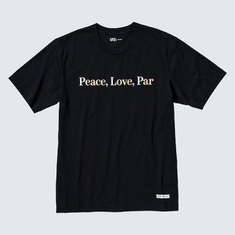 Camiseta Uniqlo PEACE FOR ALL Hombre Negras | 356420_PE