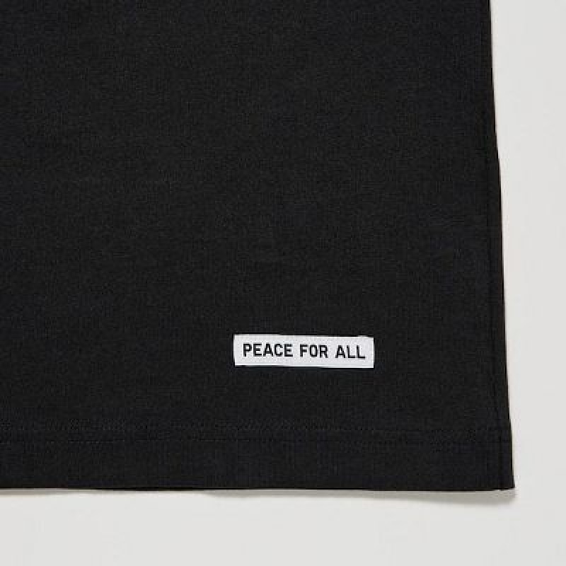 Camiseta Uniqlo PEACE FOR ALL Hombre Negras | 356420_PE