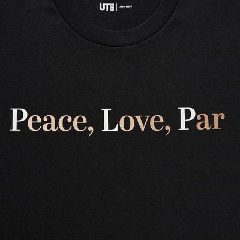 Camiseta Uniqlo PEACE FOR ALL Hombre Negras | 356420_PE