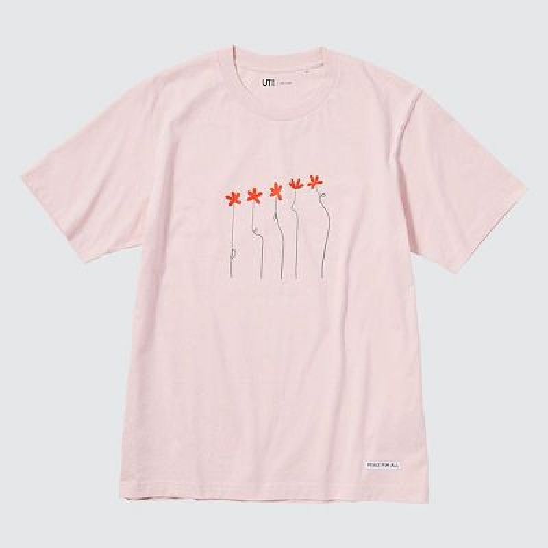 Camiseta Uniqlo PEACE FOR ALL Hombre Rosas | 742630_PE