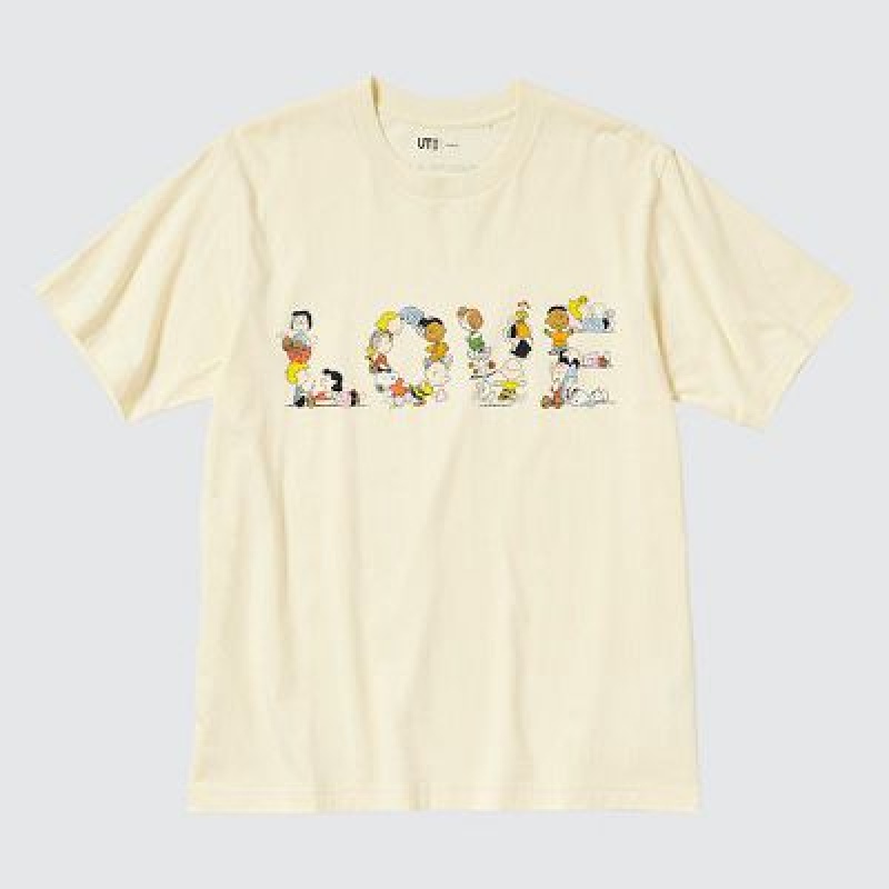 Camiseta Uniqlo PEACE FOR ALL Mujer Amarillo | 158479_PE